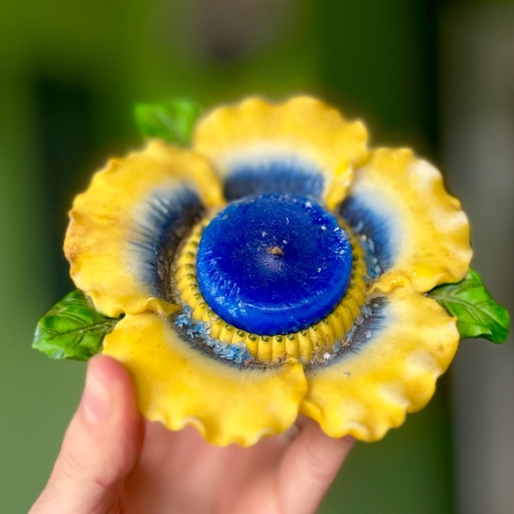 VTG 3D Textured Cottagecore Floral Farmhouse Whimsical Garden Tealight Holder - Picture 2 of 9